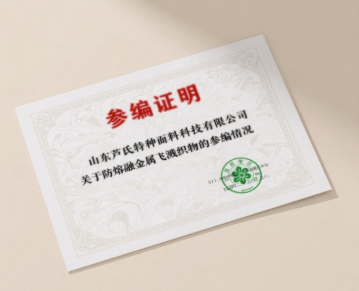 参编证明_山东芦氏特种面料科技有限公司 -防熔融金属飞溅织物
